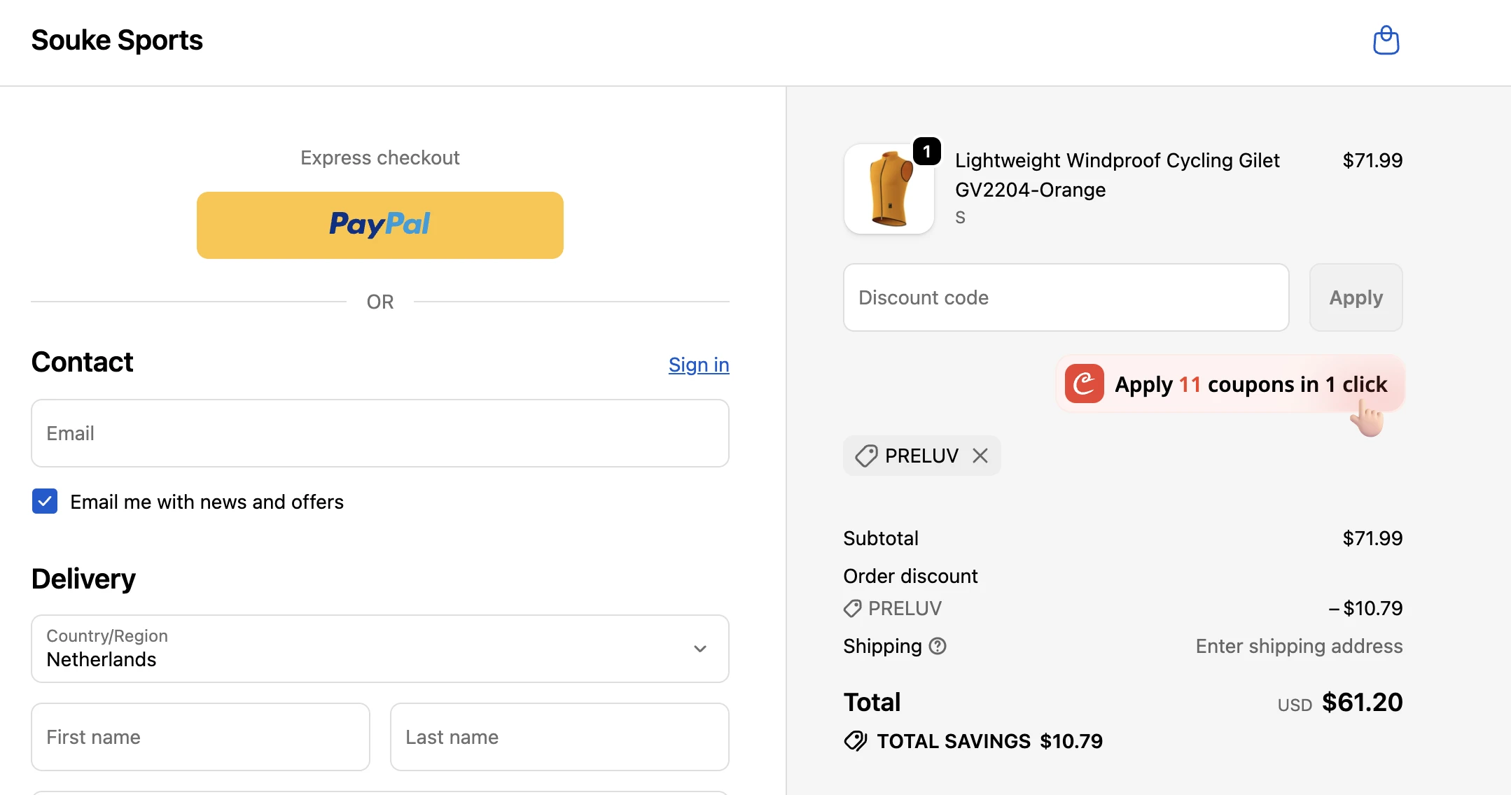 Use Discount Code PRELUV for 15% OFF Sitewide at souke-sports.com
